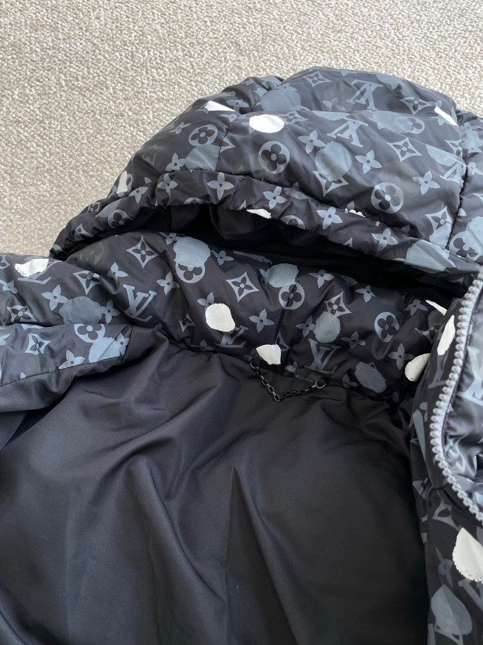 Louis Vuitton Yayoi kusama Black Polka Dot Hooded Down Jacket #nigo96374
