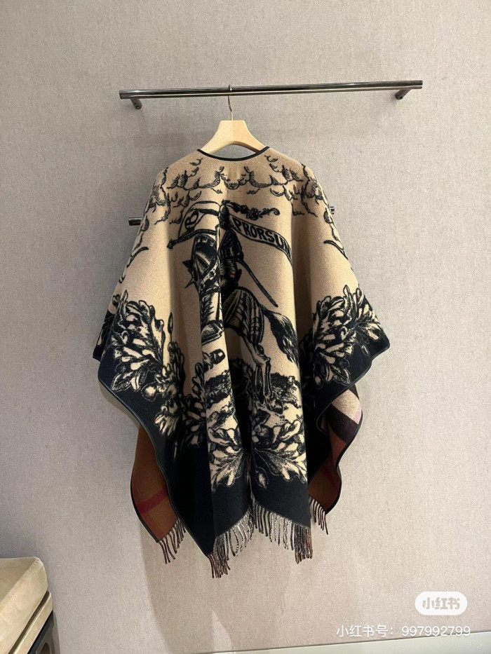 Burberry Reversible Jacquard Cape Shawl Scarf #nigo96383