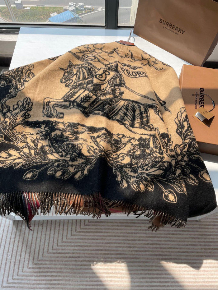 Burberry Reversible Jacquard Cape Shawl Scarf #nigo96383