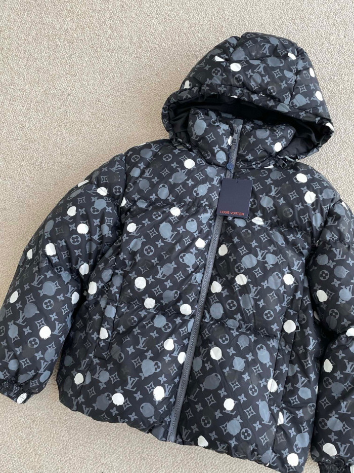 Louis Vuitton Yayoi kusama Black Polka Dot Hooded Down Jacket #nigo96374