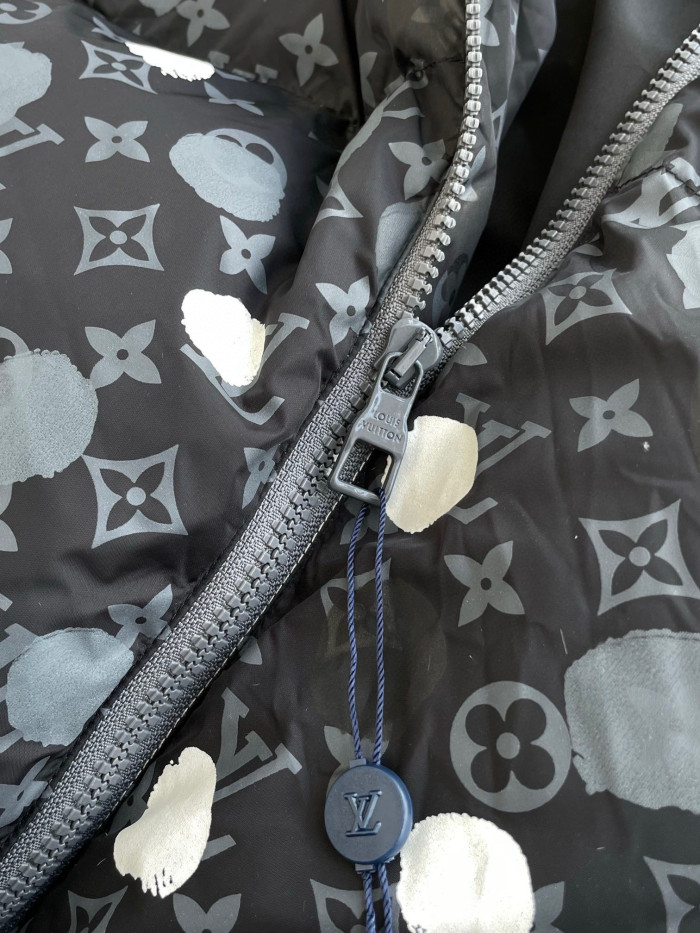 Louis Vuitton Yayoi kusama Black Polka Dot Hooded Down Jacket #nigo96374