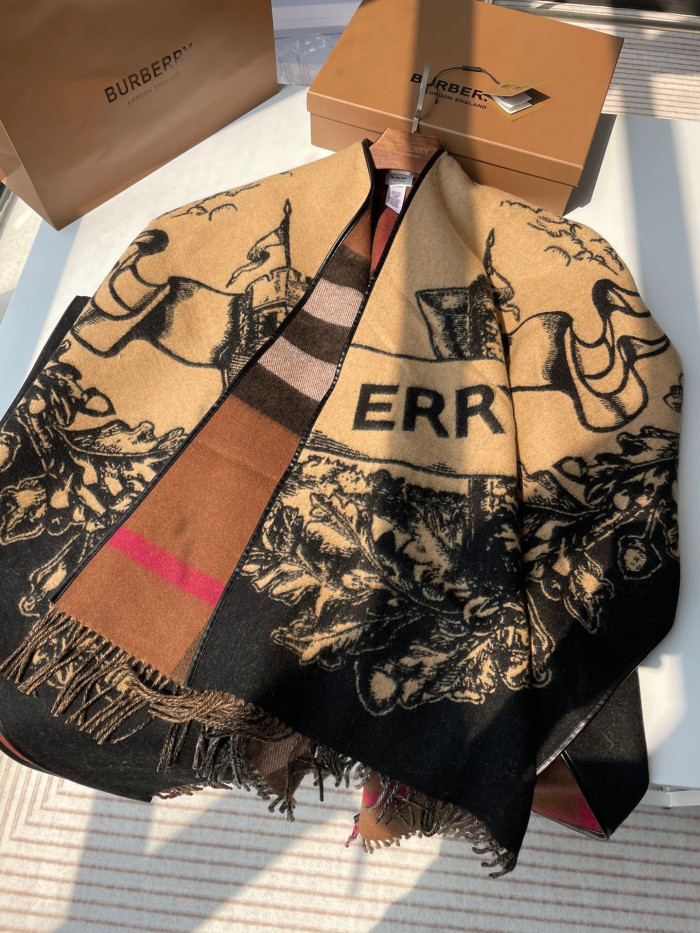 Burberry Reversible Jacquard Cape Shawl Scarf #nigo96383