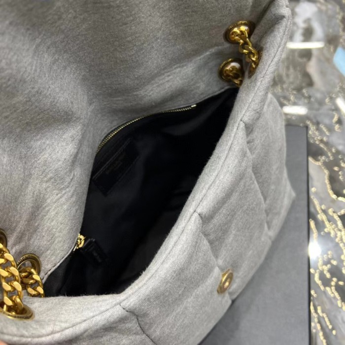 SAINT LAURENT Lambskin Seam Padded Shoulder Bag Underarm Bags #nigo51418