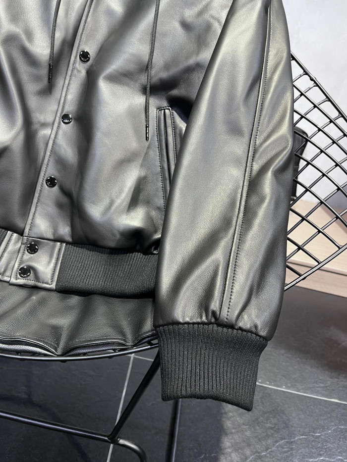 Celine Hooded Leather Jacket Coat #nigo94596