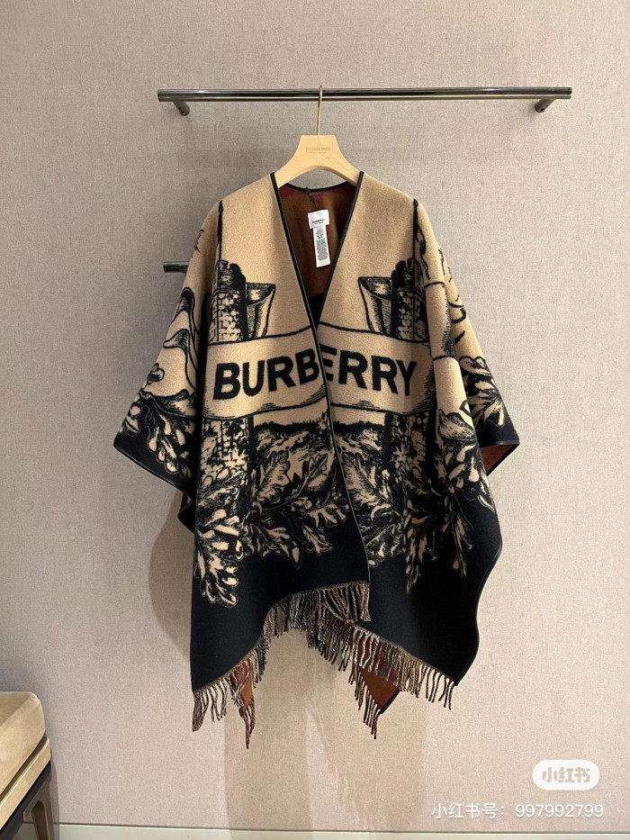 Burberry Reversible Jacquard Cape Shawl Scarf #nigo96383