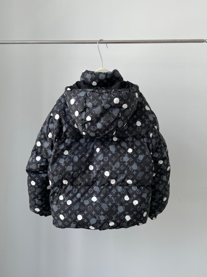 Louis Vuitton Yayoi kusama Black Polka Dot Hooded Down Jacket #nigo96374