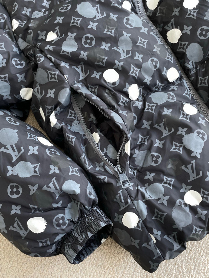 Louis Vuitton Yayoi kusama Black Polka Dot Hooded Down Jacket #nigo96374