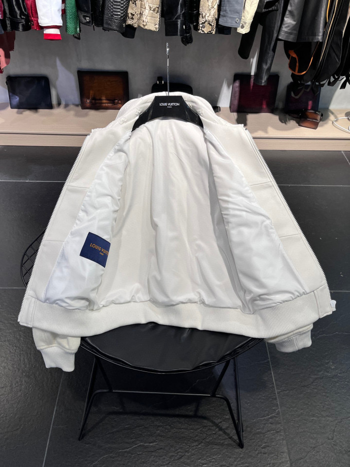 Louis Vuitton Leather Wooled Patch Zip Jacket  #nigo5792