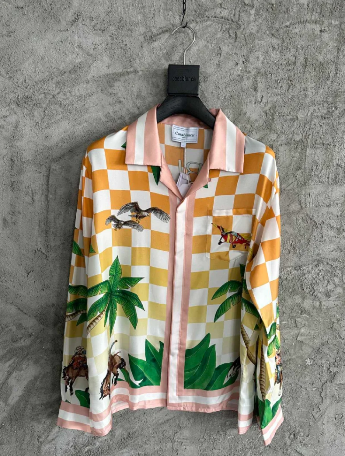 Casablanca Pink Plaid Long Sleeved Buttoned Shirt #nigo21694