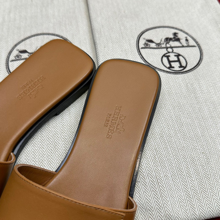 Hermès GIULIA Flat Bottom Summer Cool KELLY Button Slippers Shoes #nigo29154