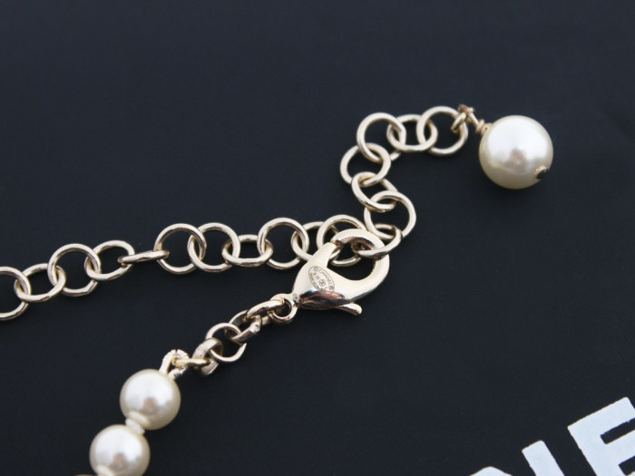 Chanel Women's Gold Pearl Patchwork Decorative Necklace #nigo57236
