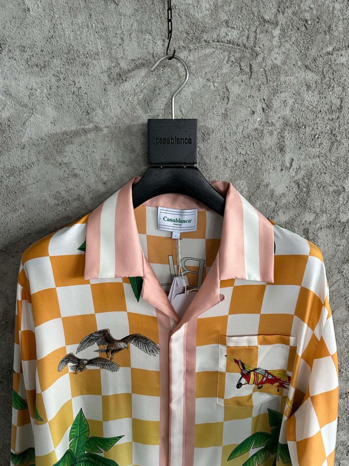 Casablanca Pink Plaid Long Sleeved Buttoned Shirt #nigo21694