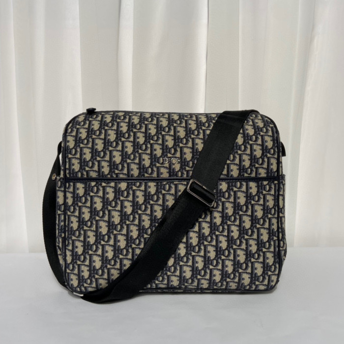 Dior Black grain calfskin men's mail bag shoulder bags #nigo7475