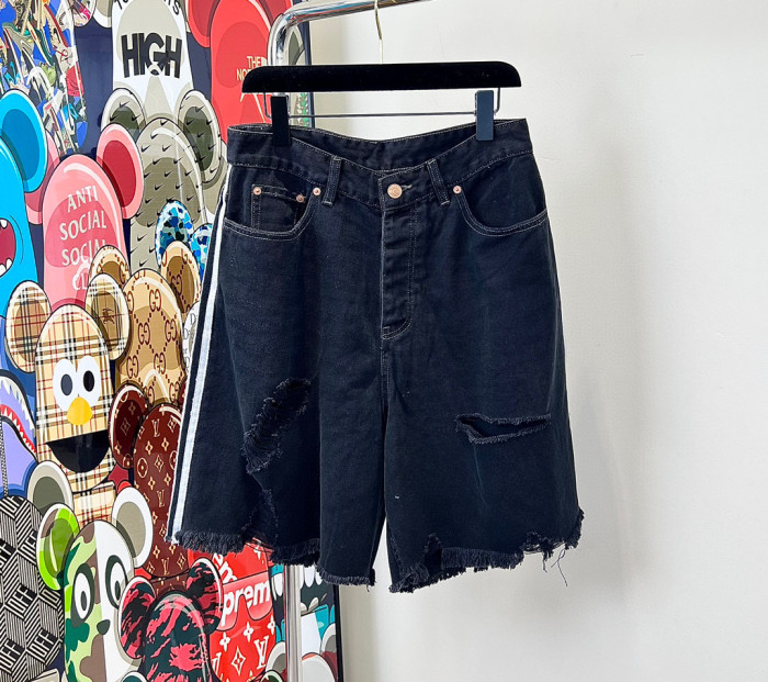 Balenciaga NIGO Vintage Distressed Denim Shorts Pants #nigo94252