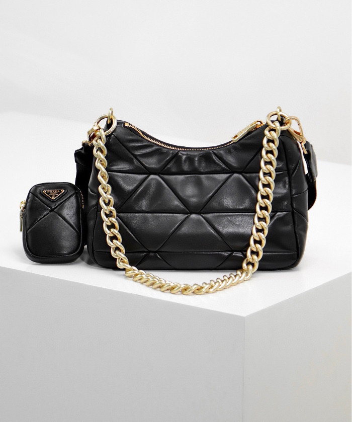 Prada NIGO Black Leather Chain Bag #nigo57626