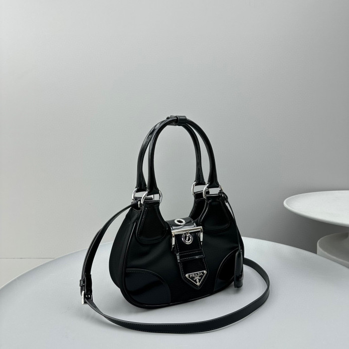Prada Bright Leather One Shoulder Crescent Messenger Bag #nigo56215
