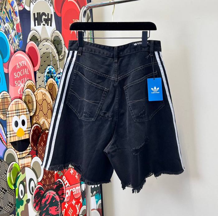 Balenciaga NIGO Vintage Distressed Denim Shorts Pants #nigo94252