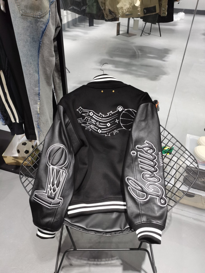 Louis Vuitton Leather Basketball Jacket Coat #nigo9988