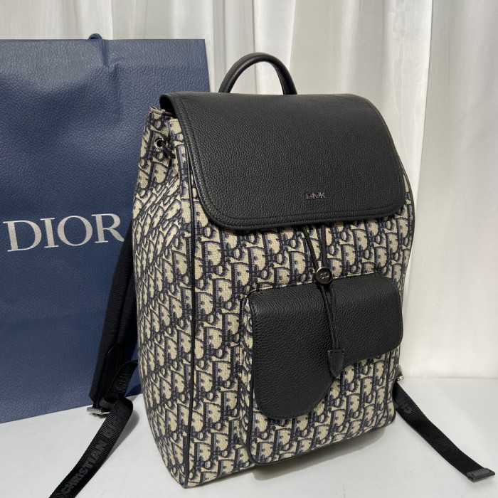 Dior NIGO Black Grained Leather Shoulder Bag #nigo21371