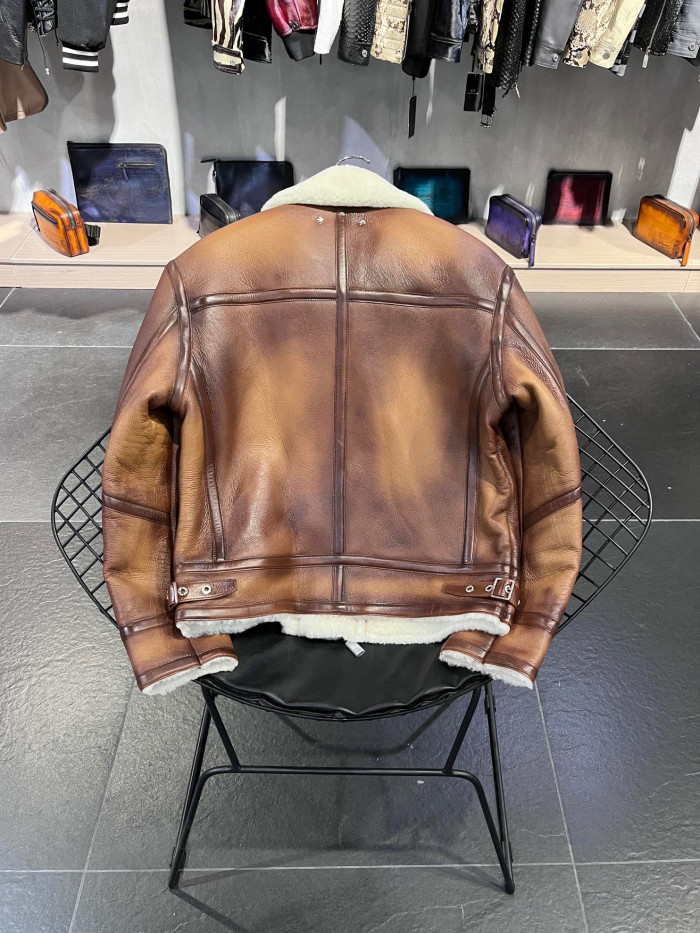 Berluti Grain Patina Leather Blouson With Shearling Jacket Coat #nigo6688