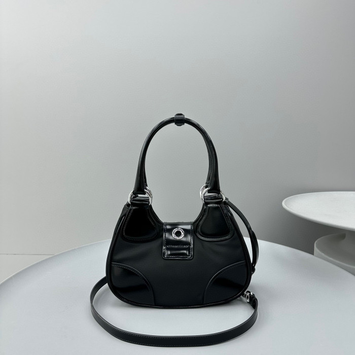 Prada Bright Leather One Shoulder Crescent Messenger Bag #nigo56215
