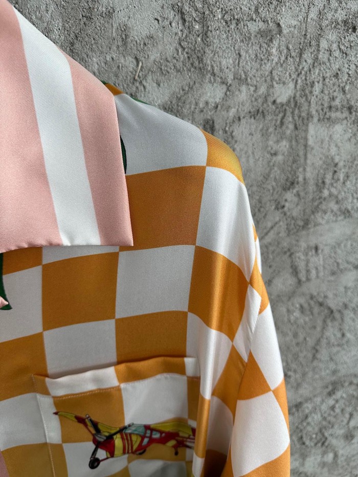 Casablanca Pink Plaid Long Sleeved Buttoned Shirt #nigo21694