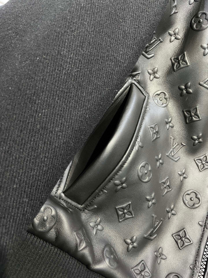 Louis Vuitton Leather Wooled Patch Zip Jacket  #nigo5792
