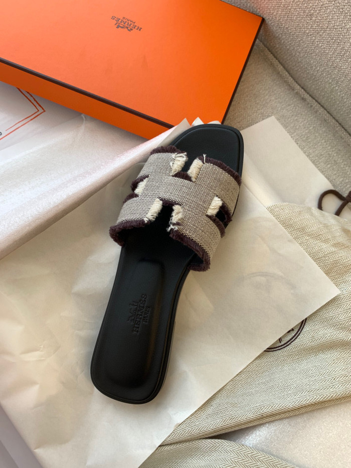Hermes NIGO Canvas Flat Bottomed Slippers #nigo57598