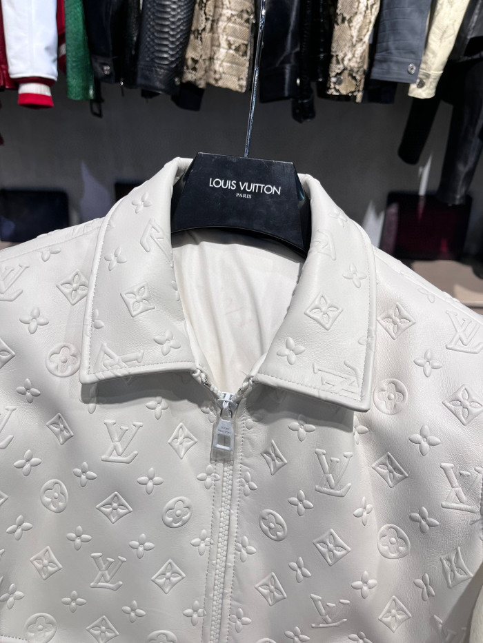 Louis Vuitton Leather Wooled Patch Zip Jacket  #nigo5792