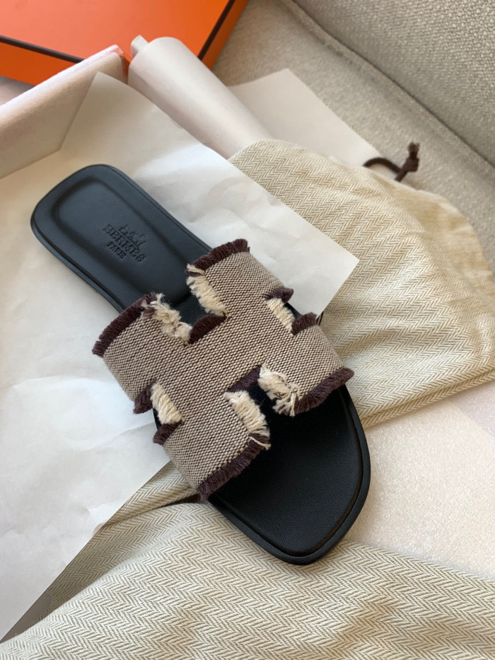 Hermes NIGO Canvas Flat Bottomed Slippers #nigo57598
