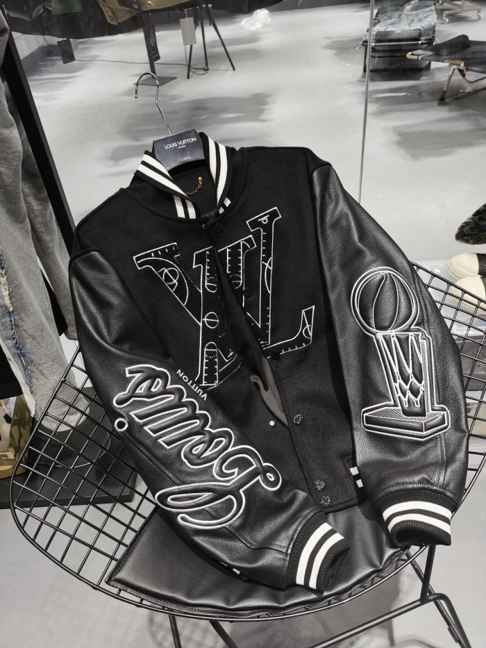 Louis Vuitton Leather Basketball Jacket Coat #nigo9988