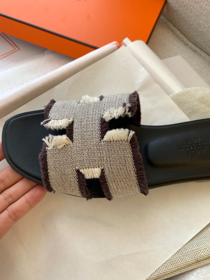 Hermes NIGO Canvas Flat Bottomed Slippers #nigo57598