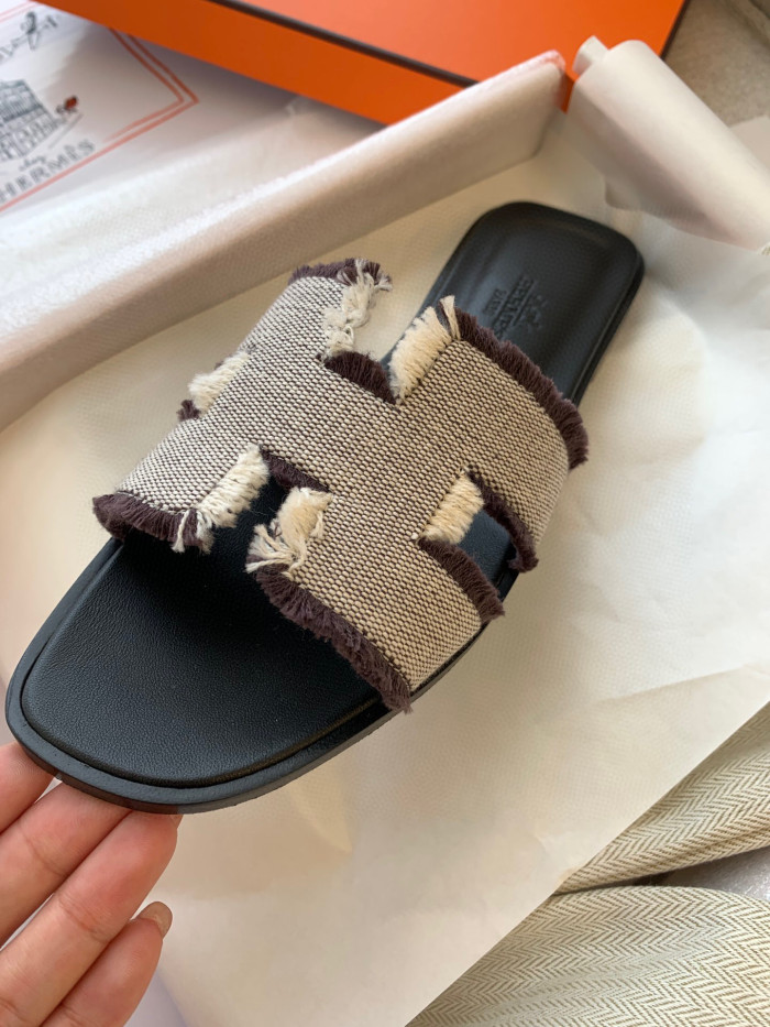 Hermes NIGO Canvas Flat Bottomed Slippers #nigo57598