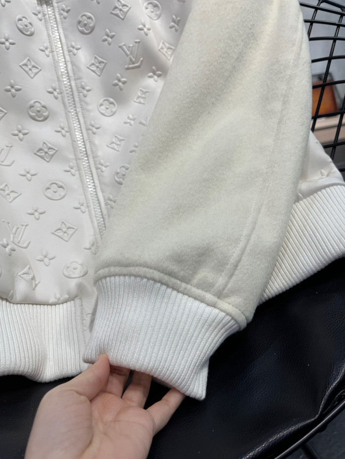 Louis Vuitton Leather Wooled Patch Zip Jacket  #nigo5792