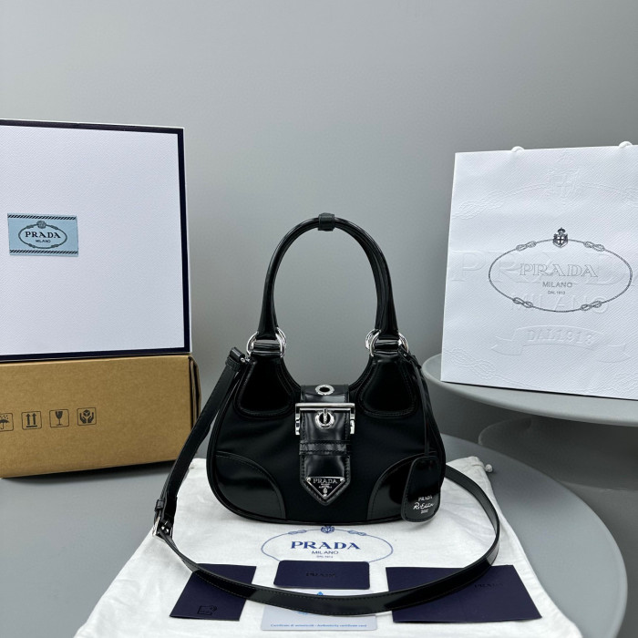 Prada Bright Leather One Shoulder Crescent Messenger Bag #nigo56215