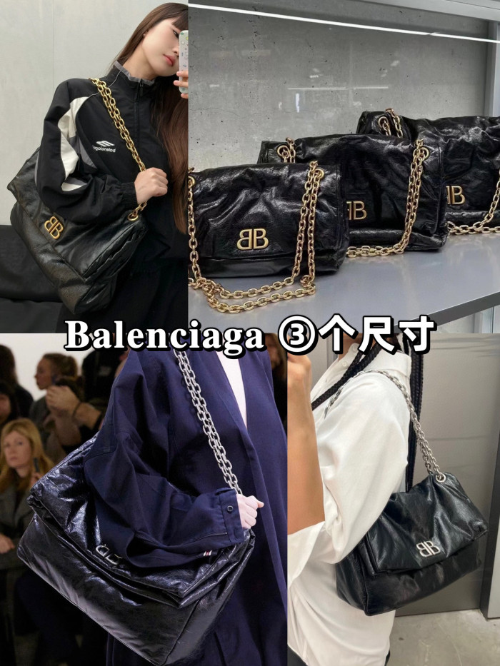 Balenciaga Monaco Black Chain Leather Shoulder Bag #nigo21763
