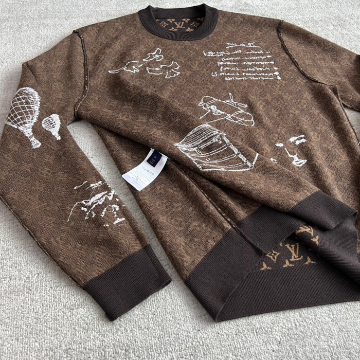 Louis Vuitton NIGO Embroidered Pattern Crew Neck Sweater Pullover #nigo96167