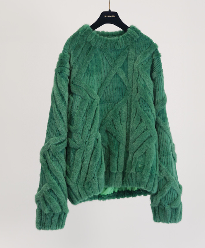 Louis Vuitton Mink Genuine Leather Coat Fur Sweater Pullover #nigo2596