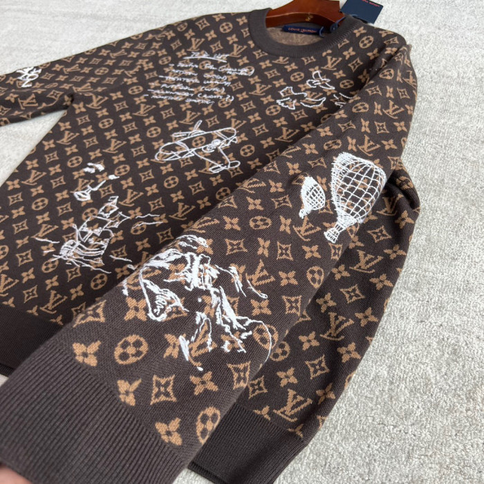 Louis Vuitton NIGO Embroidered Pattern Crew Neck Sweater Pullover #nigo96167