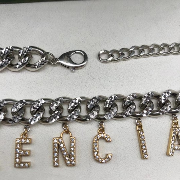 Balenciaga Large Letter Metal Logo Diamond Necklace Choker Bracelet Jewelry #nigo53467