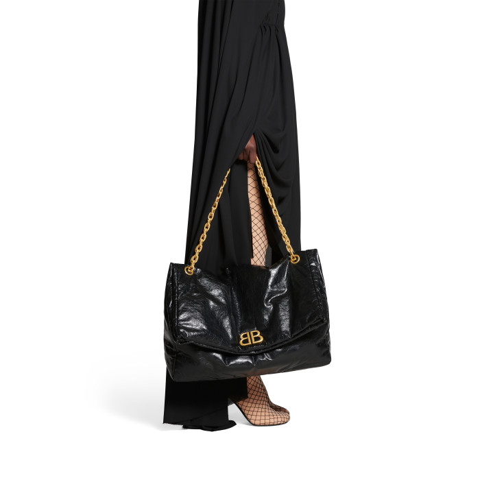 Balenciaga Monaco Black Chain Leather Shoulder Bag #nigo21763