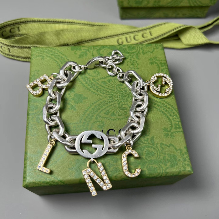 Balenciaga Large Letter Metal Logo Diamond Necklace Choker Bracelet Jewelry #nigo53467
