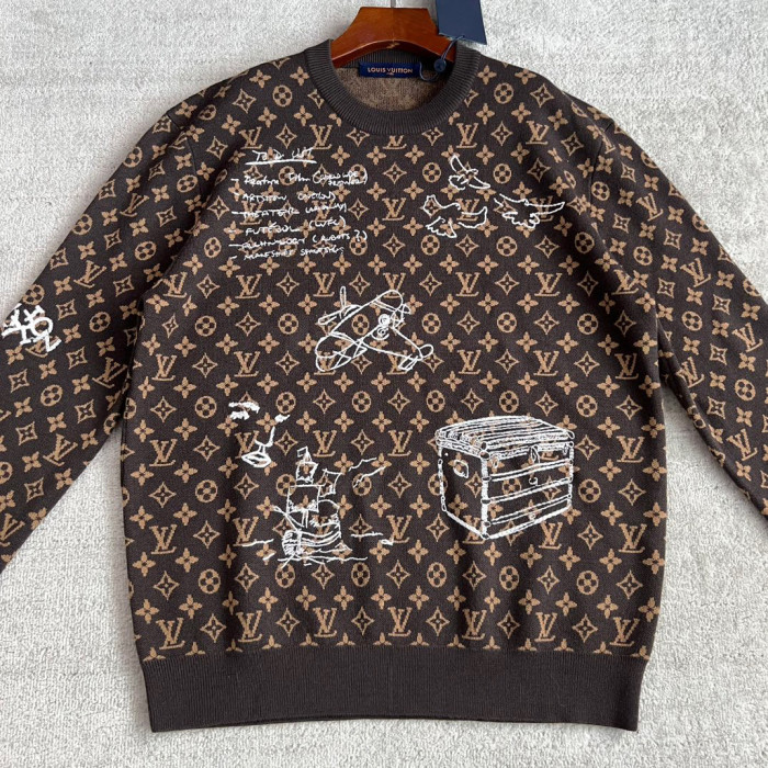 Louis Vuitton NIGO Embroidered Pattern Crew Neck Sweater Pullover #nigo96167