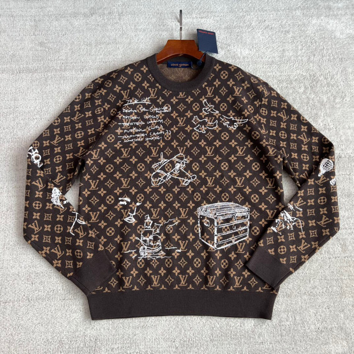 Louis Vuitton NIGO Embroidered Pattern Crew Neck Sweater Pullover #nigo96167