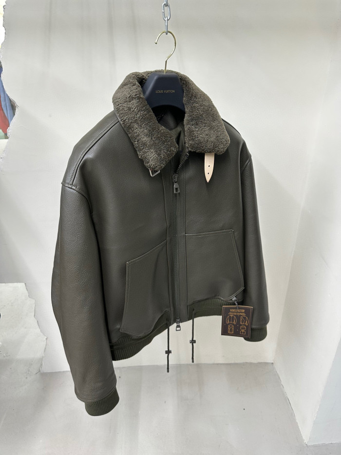 Louis Vuitton Genuine Leather Aviator Jacket #nigo866