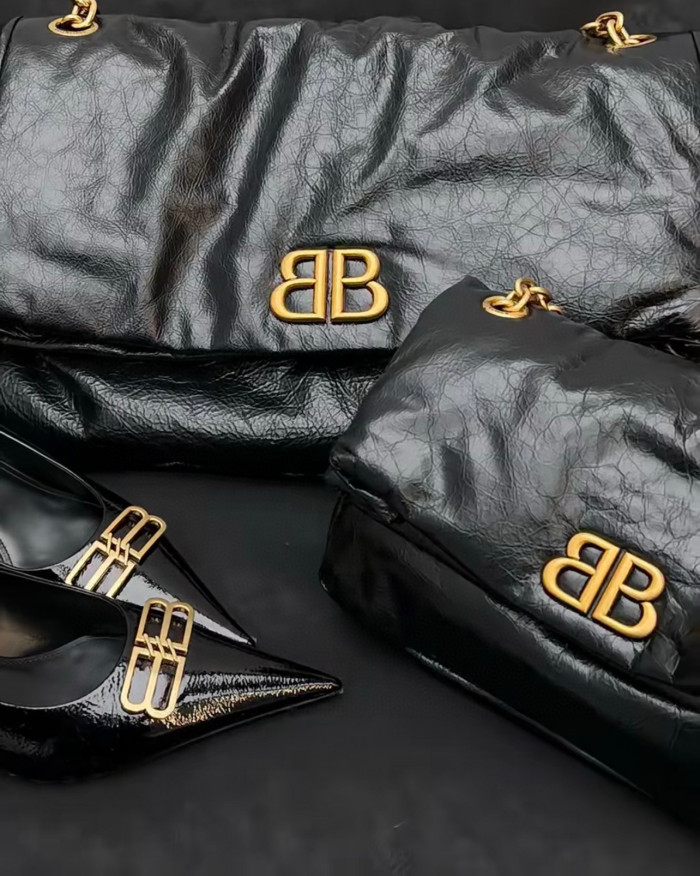 Balenciaga Monaco Black Chain Leather Shoulder Bag #nigo21763