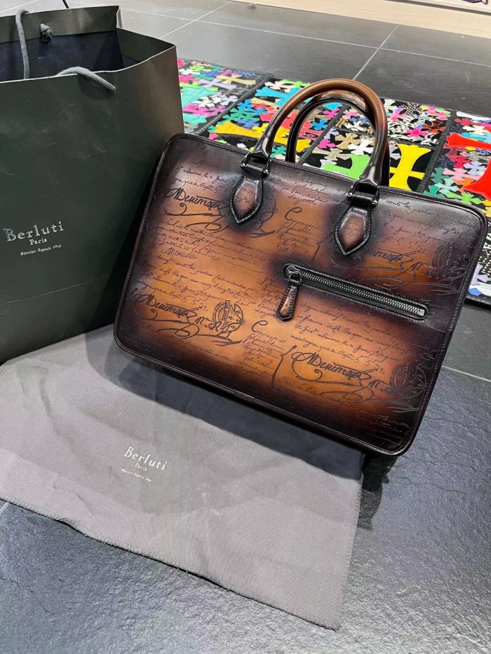 Berluti Un Jour Scritto Leather Briefcase Ngvp #nigo5997