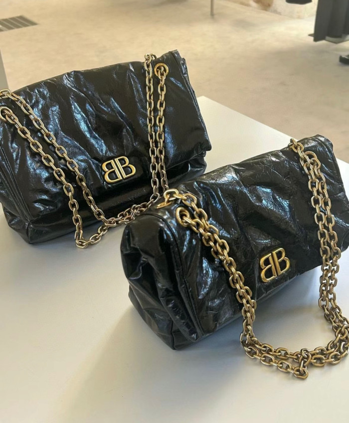 Balenciaga Monaco Black Chain Leather Shoulder Bag #nigo21763
