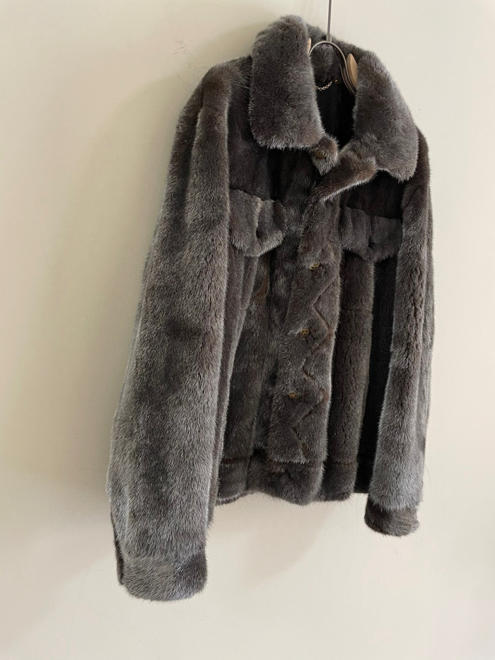 Louis Vuitton Silver Mink Genuine Leather Jacket Coat #nigo2785