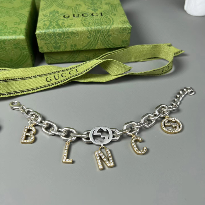 Balenciaga Large Letter Metal Logo Diamond Necklace Choker Bracelet Jewelry #nigo53467